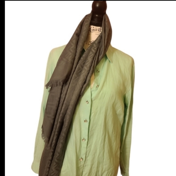 🧧EXQUISITE Fendi Zucca Silk & Cashmere Throw🥰GIFT - Picture 6 of 13